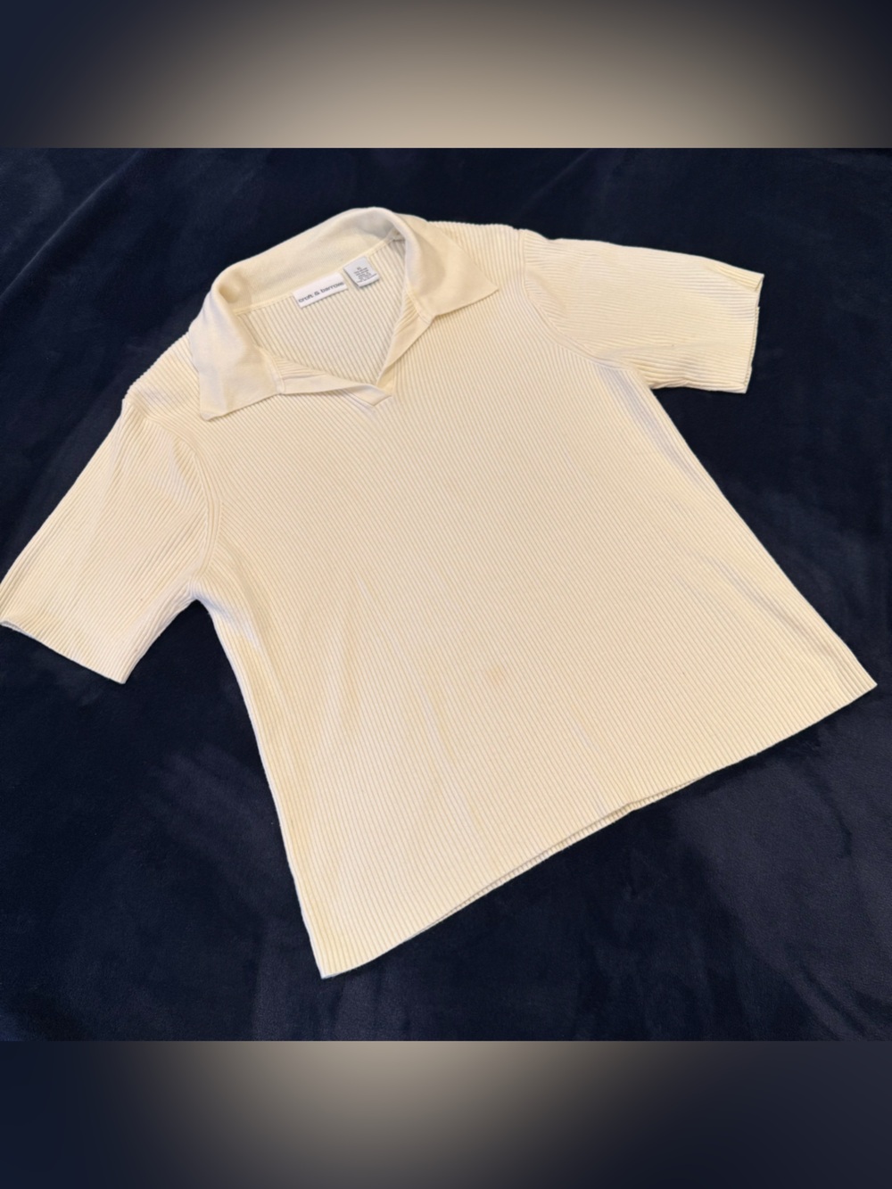 croft & barrow Cream Ribbed Short-Sleeve Polo Tee